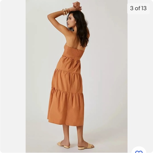 Anthropologie Strapless Tie-Front Midi Dress (M) - Picture 2 of 4